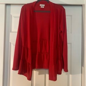 Red tiered babydoll cardigan